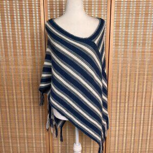 Vintage 90s Collection XIIX ltd blue, white and grey knitted poncho